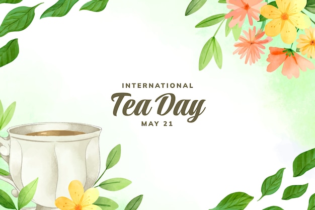 Watercolor international tea day background