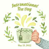 Free vector watercolor international tea day illustration