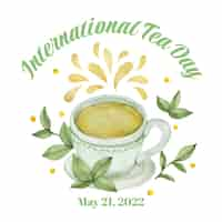 Free vector watercolor international tea day illustration