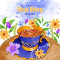 Free vector watercolor international tea day illustration