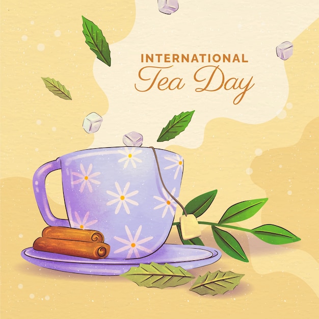 Free vector watercolor international tea day illustration