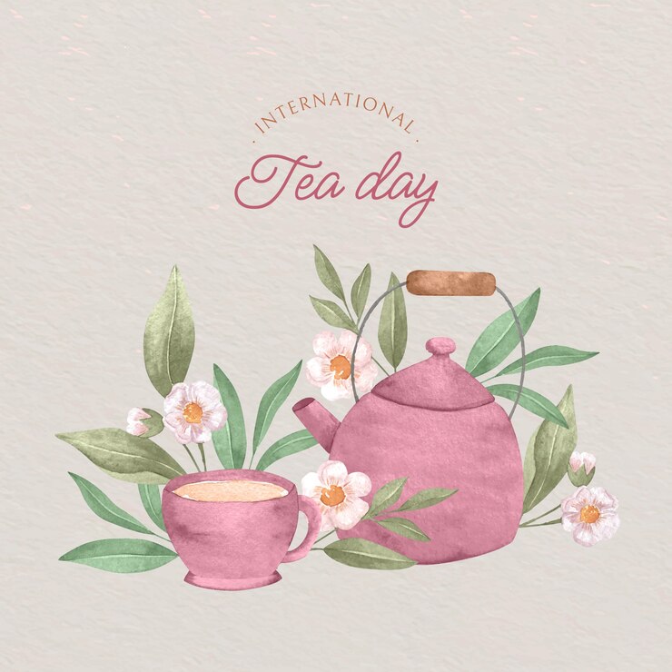 Free Vector watercolor international tea day illustration