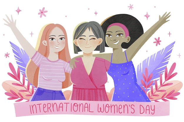 Бесплатное векторное изображение Международный женский день акварели