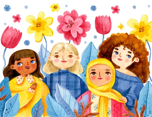 Бесплатное векторное изображение Акварель международный женский день фон
