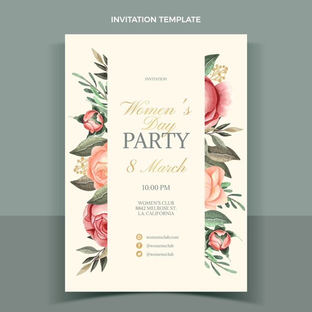 Watercolor international women's day invitation template