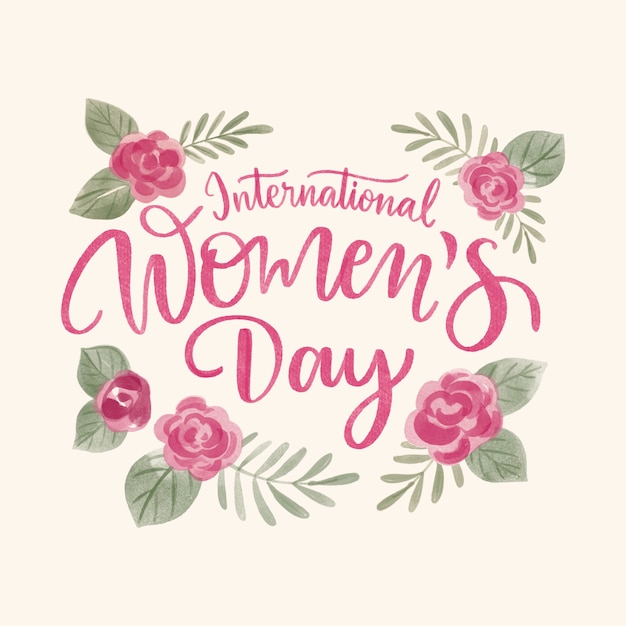 Free vector watercolor international women's day lettering