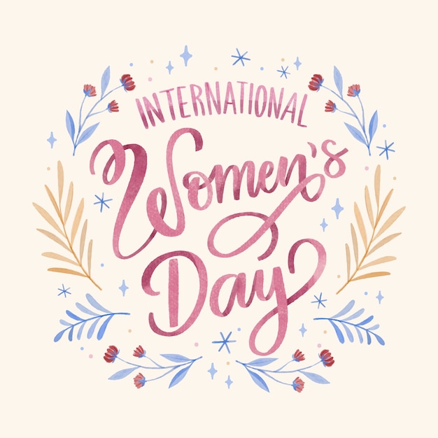 Free vector watercolor international women's day lettering