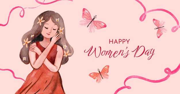 Watercolor international women's day social media post template