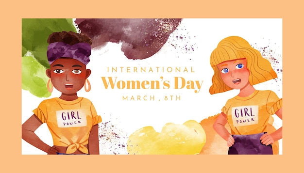 Free vector watercolor international women's day social media post template