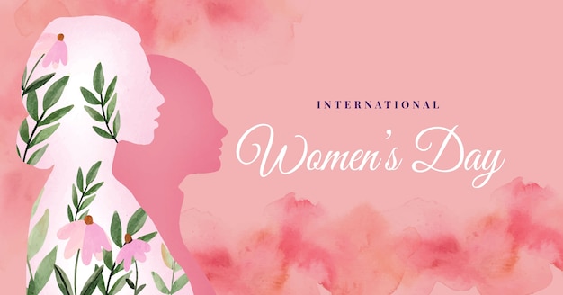 Шаблон поста в социальных сетях к международному женскому дню акварелью