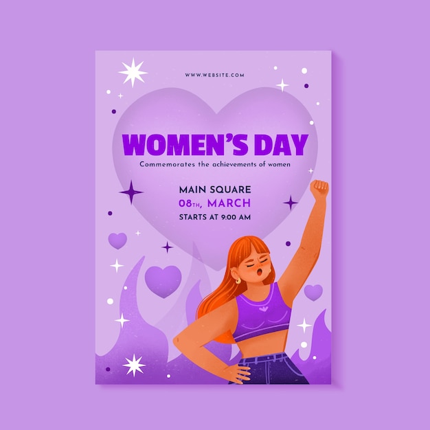 Watercolor international women's day vertical poster template