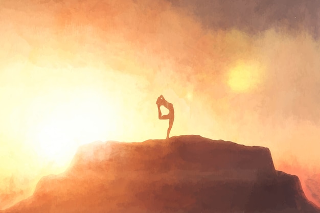 Watercolor international yoga day background