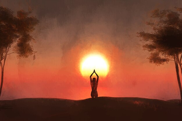 Watercolor international yoga day background