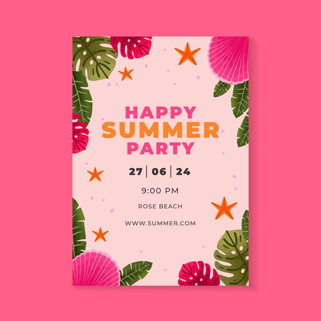 Watercolor invitation template for summertime