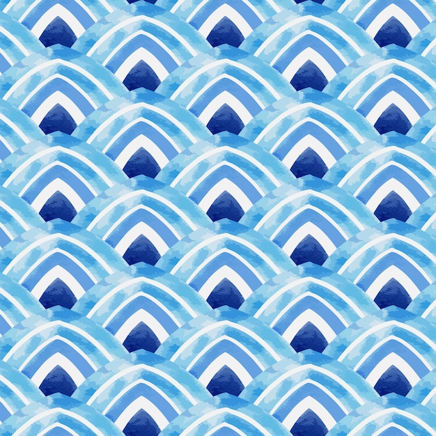 Free vector watercolor japanese wave pattern design