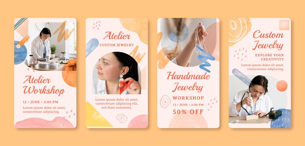 watercolor jewelry atelier instagram stories