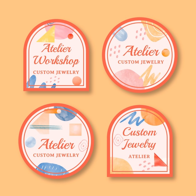watercolor jewelry atelier labels