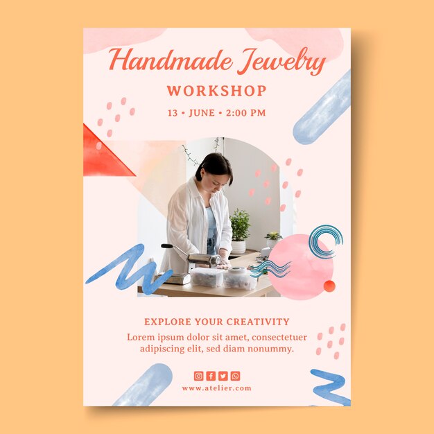 watercolor jewelry atelier poster template