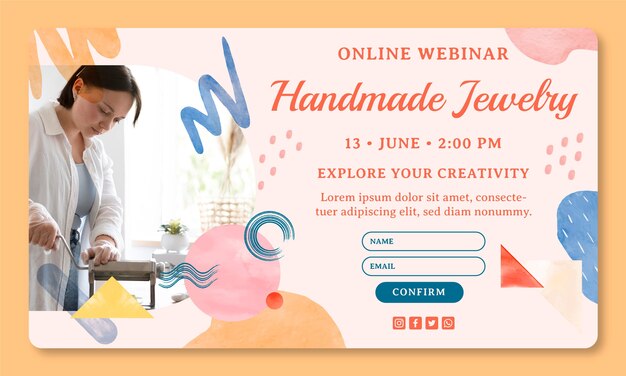 Watercolor jewelry atelier webinar template