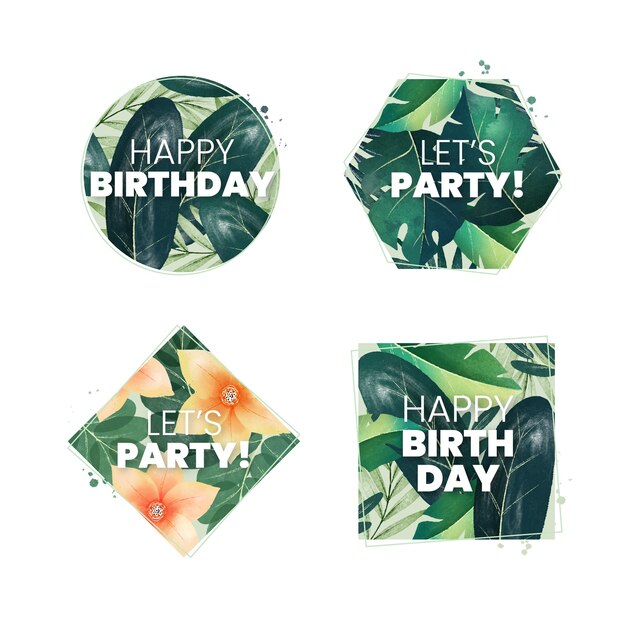 Watercolor jungle birthday party labels