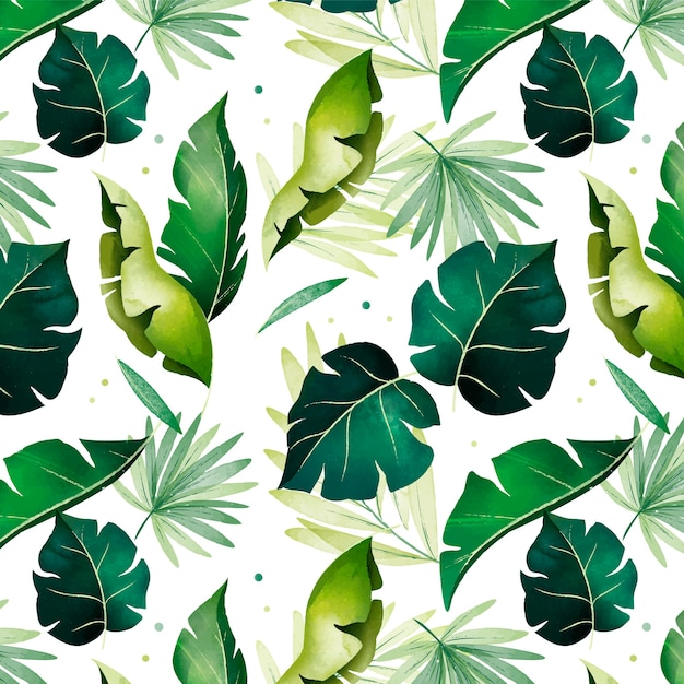 Free vector watercolor jungle pattern with leaves