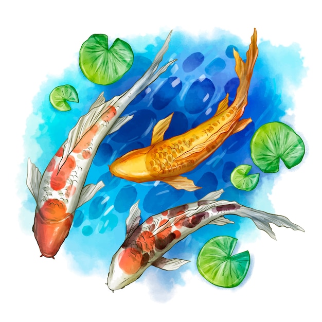 Vettore gratuito illustrazione del pesce koi dell'acquerello