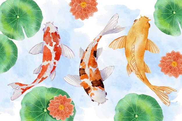 Watercolor koi fish illustration