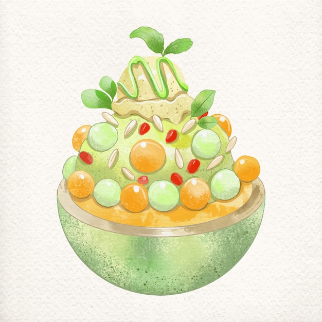 Бесплатное векторное изображение Акварель корейская еда иллюстрация