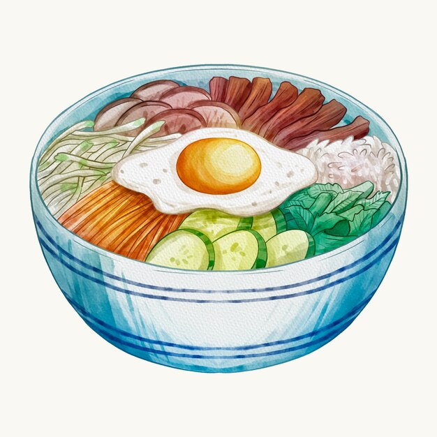 Watercolor korean food illustration