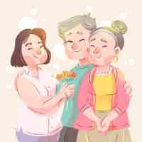 Free vector watercolor korean parents' day celebration illustration