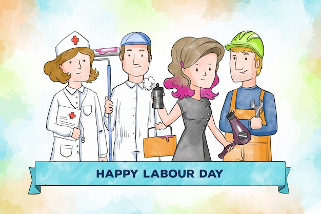 Free vector watercolor labour day concept