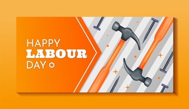 Watercolor labour day horizontal banner template