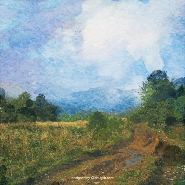 Paesaggio acquerello in stile impressionista