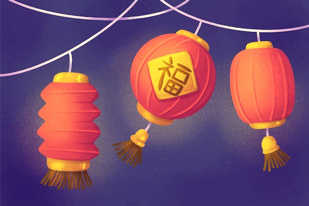 Watercolor lantern festival background