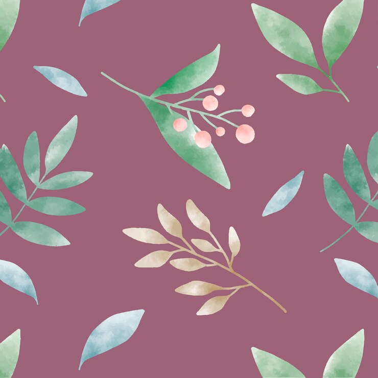 Free Vector watercolor leaf patterns on red vector