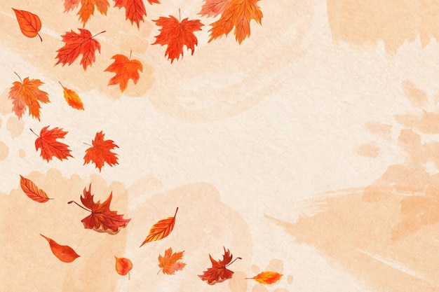 Watercolor leaves falling background