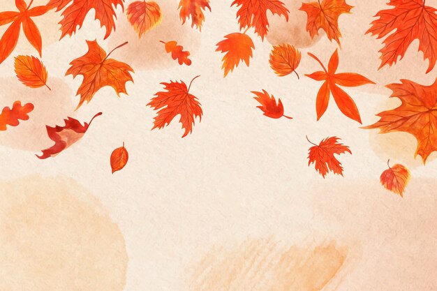 Watercolor leaves falling background