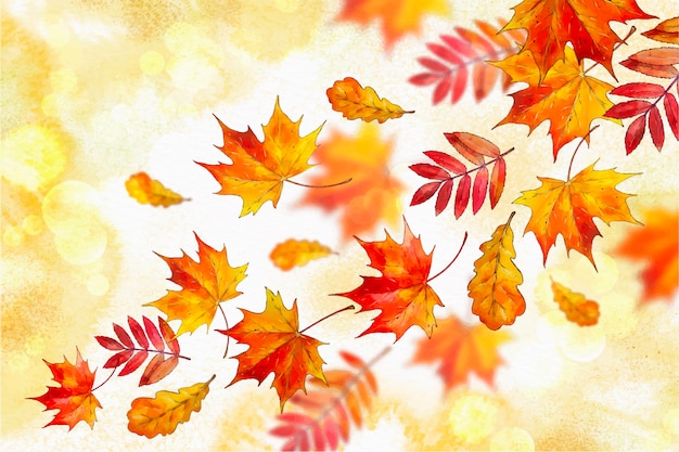 Free vector watercolor leaves falling background