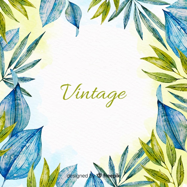 Watercolor leaves frame background