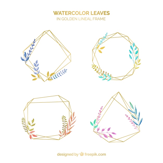 Free vector watercolor leaves frame collection