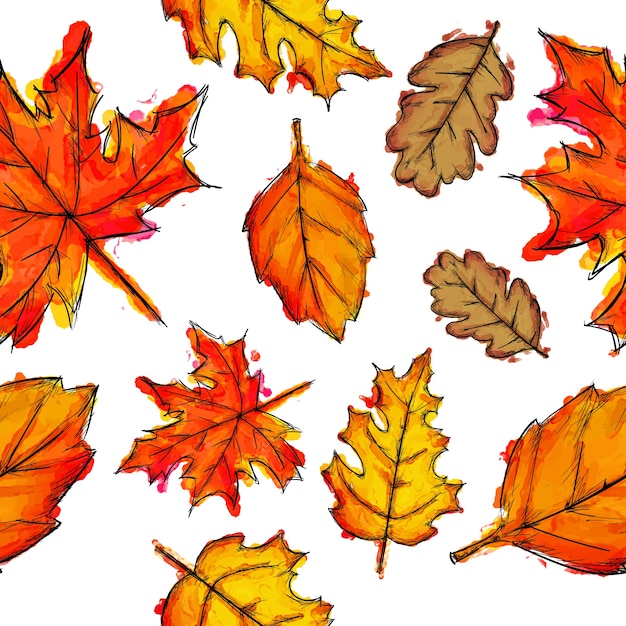 Free vector watercolor leaves pattern background