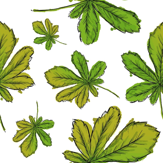 Watercolor leaves pattern background