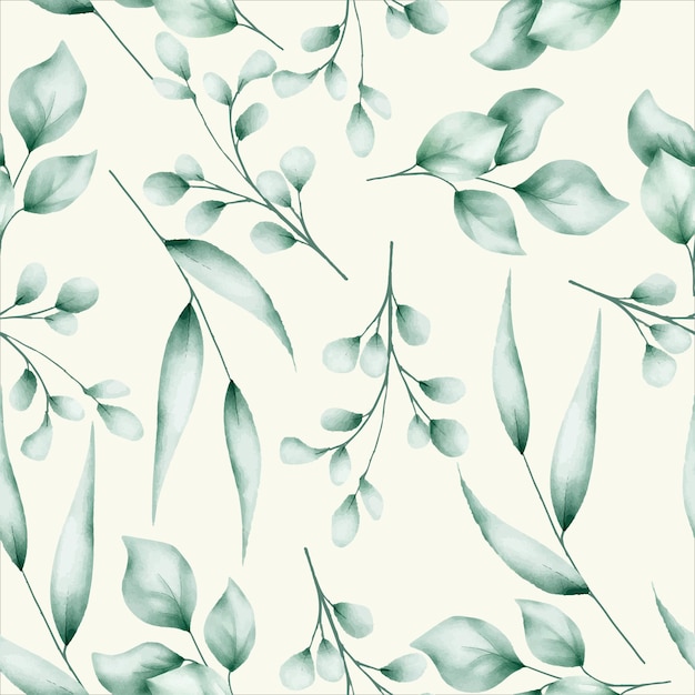 Free vector watercolor leaves seamless pattern design