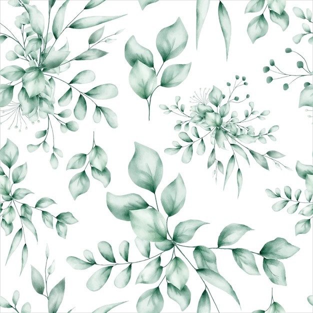 Watercolor leaves seamless pattern design