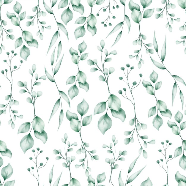 水彩画の葉のシームレスなパターンデザイン