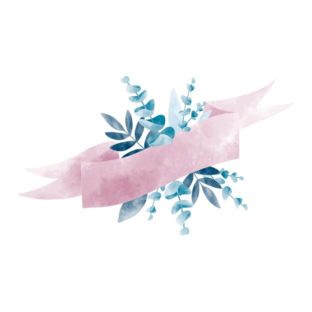 Watercolor leaves with a banner vector