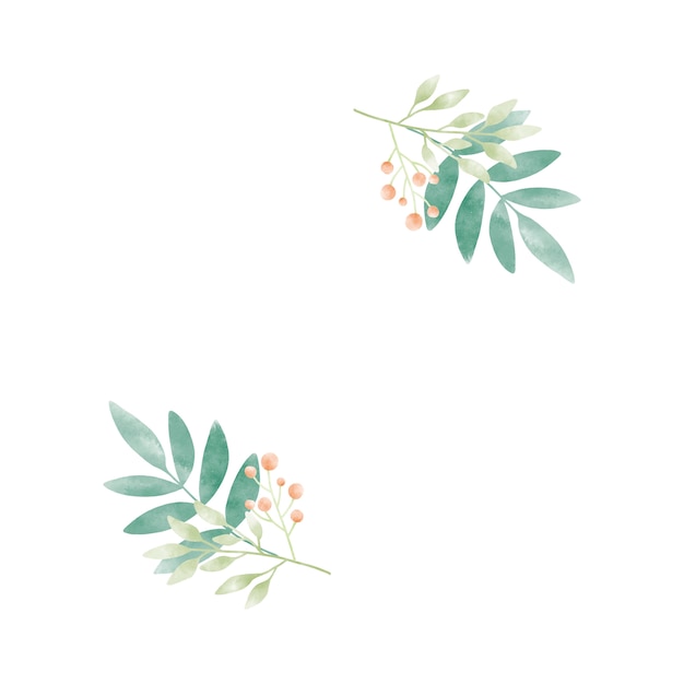 Free vector watercolor leaves with berries vector