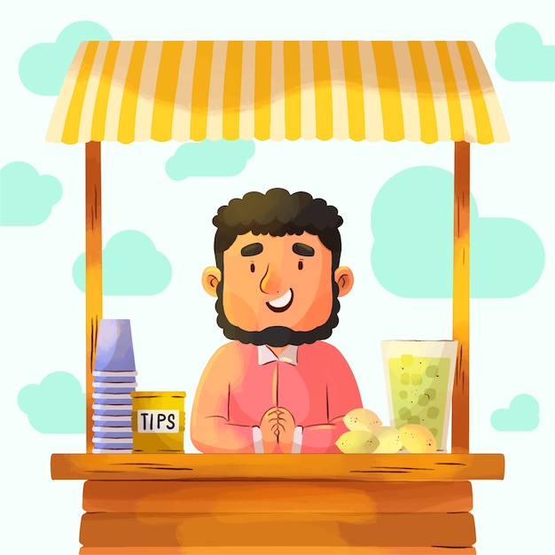 Illustrazione del supporto della limonata dell'acquerello