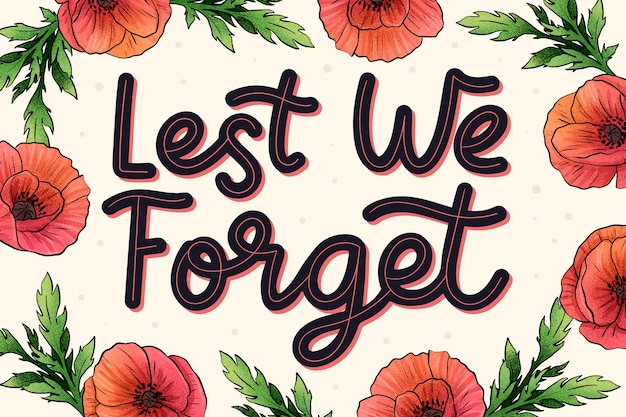 Free vector watercolor lest we forget lettering