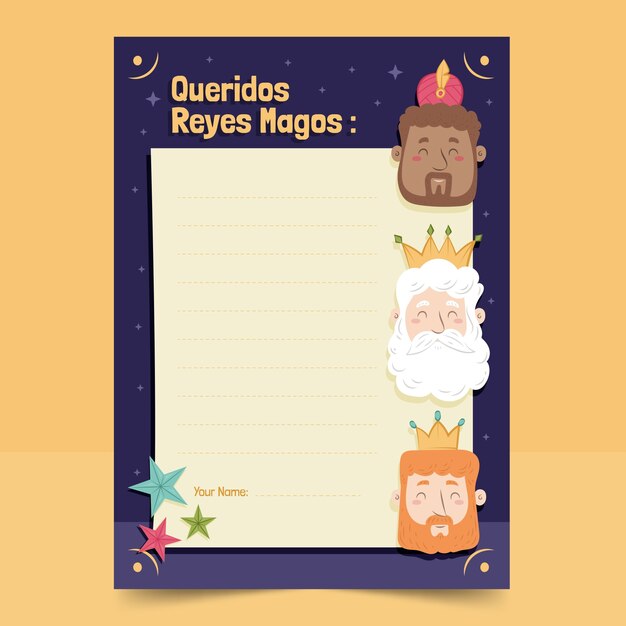 Watercolor letter template for reyes magos